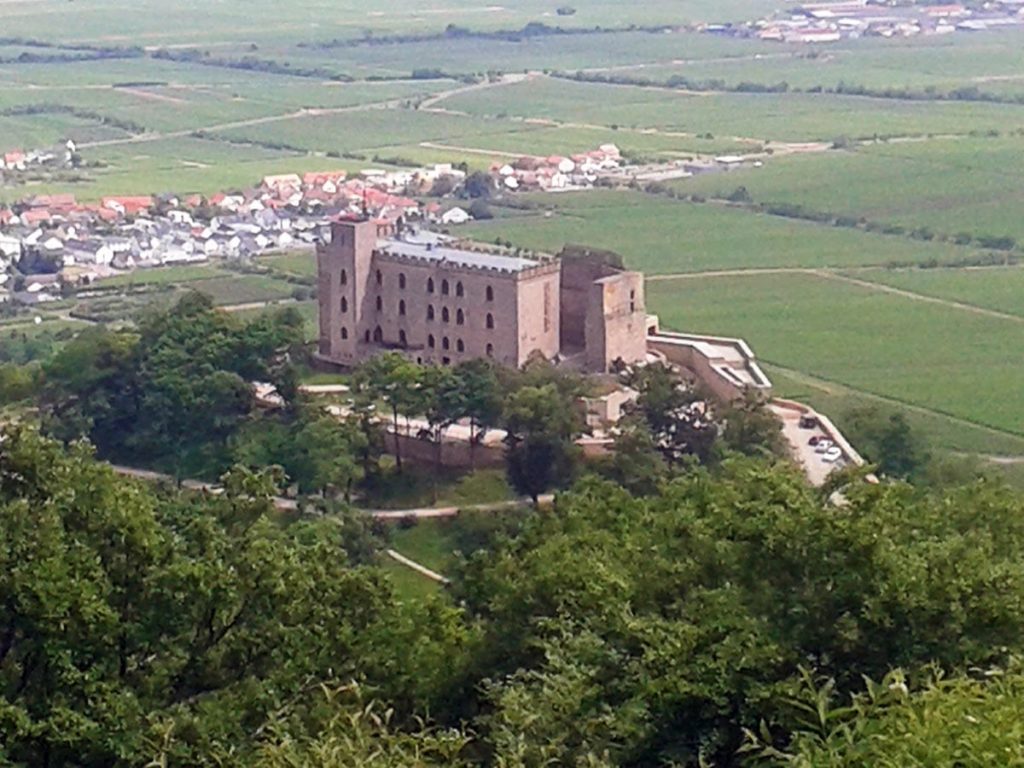 Blick auf das Hambacher Schloss vom Wetterkreuz aus