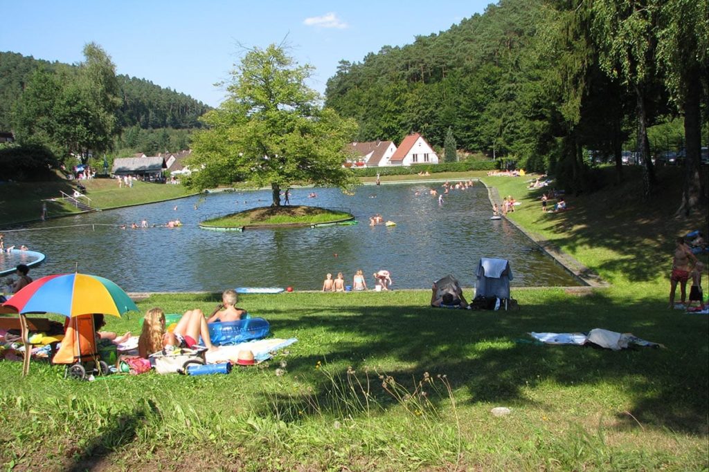 Der Naturbadeweiher in Weidenthal in der Pfalz