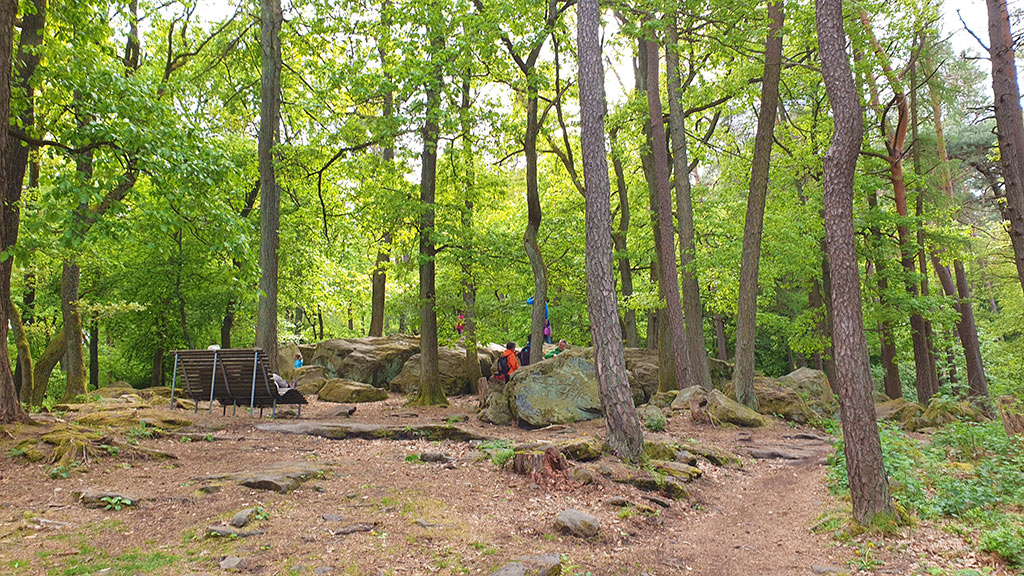 Felsenmeer Hüttenberg auf dem Kalmit-Vorgipfel bei Maikammer im Pfälzerwald in der Südpfalz