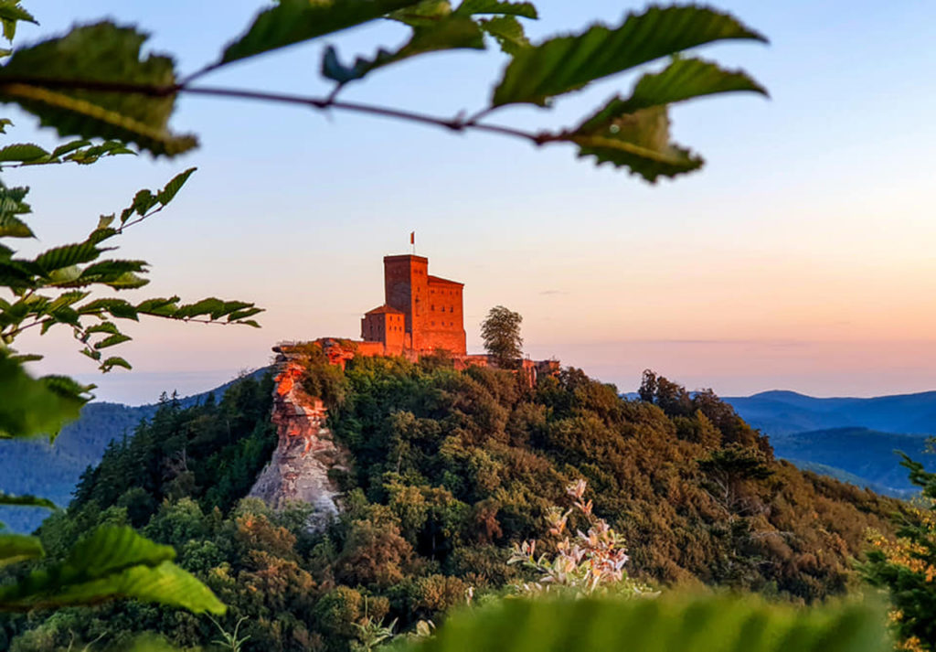 Morgenleuchten Burg Trifels im Pfälzerwald