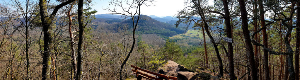 Panorama Aussichtspunkt Immersberg bei Darstein im Dahner Felsenland, Pfälzerwald, Wasgau in der Südwestpfalz